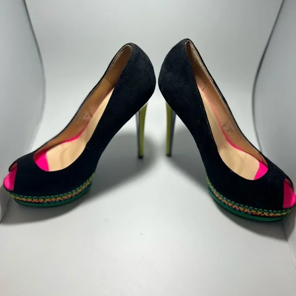 25. Scene by Shoe Dazzle Jaleen Suede & Neon colored platform heels - Picture 9 of 12